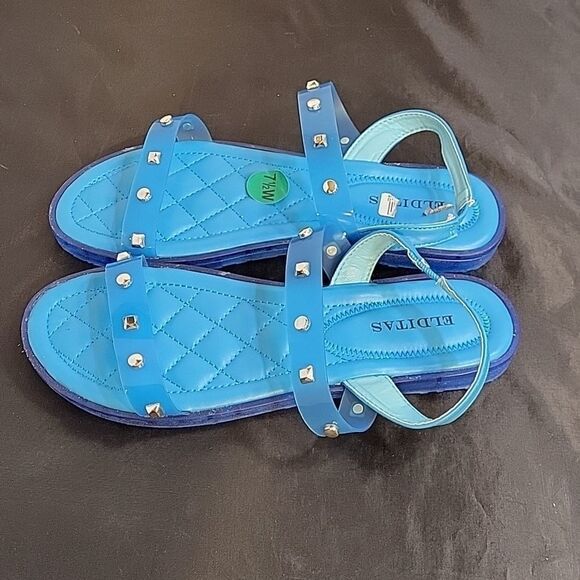 BRAND NEW ELDITAS JELLY STUDDED DOUBLE AND ANKLE STRAP WOMEN"S OPEN TOE … - Picture 6 of 12